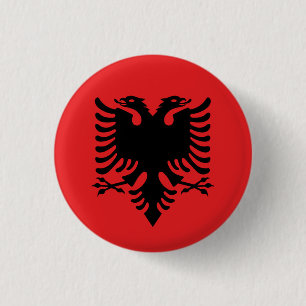Macaron Rond 2,50 Cm Insigne albanais de drapeau