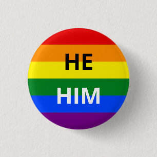 Macaron Rond 2,50 Cm Insigne arc-en-ciel du Pronoun