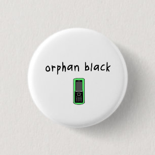 Macaron Rond 2,50 Cm Insigne/bouton noirs orphelins - téléphone vert de