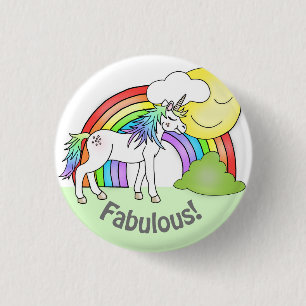 Macaron Rond 2,50 Cm Insigne de Pin de soleil d'arc-en-ciel de licorne
