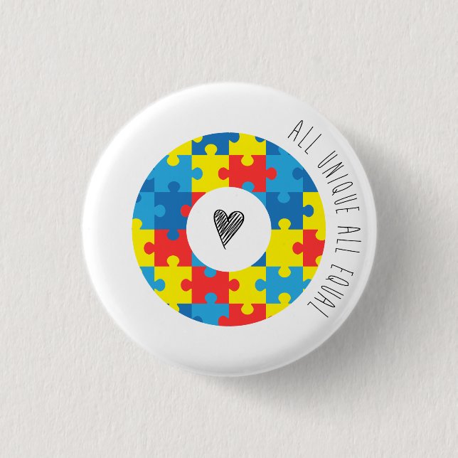 Macaron Rond 2,50 Cm Insigne de sensibilisation sur l'autisme (petit) (Devant)