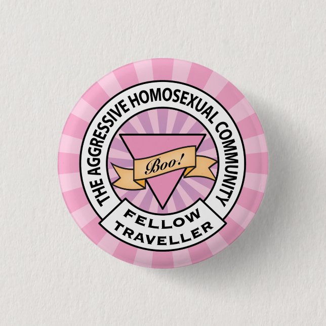 Macaron Rond 2,50 Cm Insigne homosexuel agressif de compagnon de route (Devant)