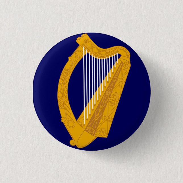 Macaron Rond 2,50 Cm Insigne irlandais d'emblème d'harpe (Devant)