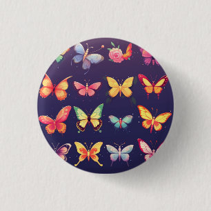 Macaron Rond 2,50 Cm Insigne papillon, bouton, épingle, joli papillon