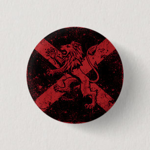 Macaron Rond 2,50 Cm Insigne Rond Lion Rampant Écossais Rouge & Noir