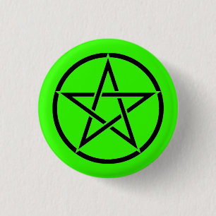 Macaron Rond 2,50 Cm Insigne vert et noir de bouton de pentagone étoilé