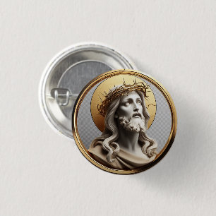 Macaron Rond 2,50 Cm Inspiration divine Jésus regardant dans les cieux