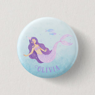 Macaron Rond 2,50 Cm Invitation d'anniversaire de fille mignonne Sirène