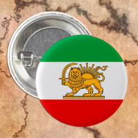 Iran, drapeau perse avec Lion, Shah d'Iran