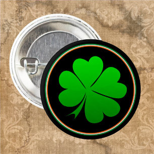 Macaron Rond 2,50 Cm Irish Flag Button, Lucky Clover Ireland / St Paddy
