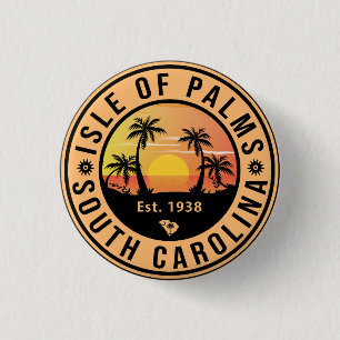 Macaron Rond 2,50 Cm Isle of Palms Florida Retro Sunset Souvenir