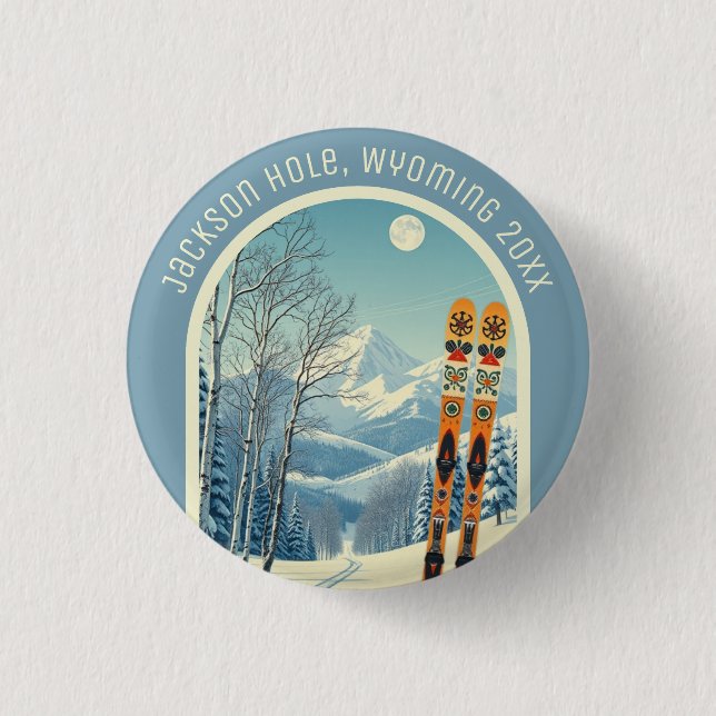 Macaron Rond 2,50 Cm Jackson Hole, Wyoming usa, domaine skiable souveni (Devant)