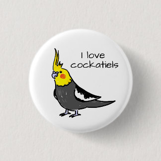 Macaron Rond 2,50 Cm J'adore les cockatiels gris normal