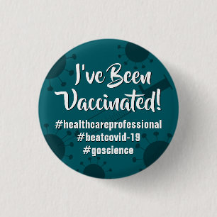 Macaron Rond 2,50 Cm J'ai été vacciné avec des hashtags, Turquoises