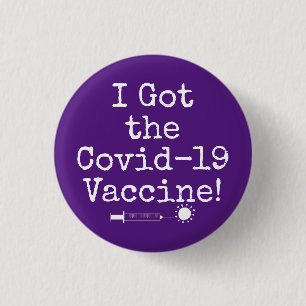 Macaron Rond 2,50 Cm J'ai eu le vaccin Covid-19 Simple foncé violet