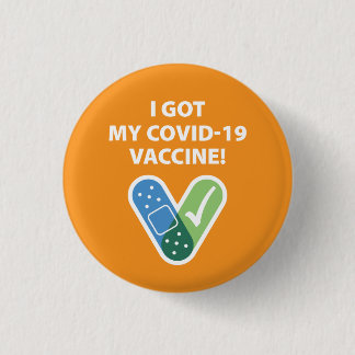 Macaron Rond 2,50 Cm J'ai mon vaccin COVID-19 ! Bandaid Orange