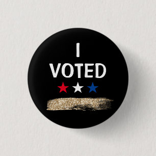 Macaron Rond 2,50 Cm J'ai voté Elections Paillettes Étoiles