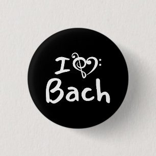 Macaron Rond 2,50 Cm J'aime cœur Bach Musique Classique Texte Blanc
