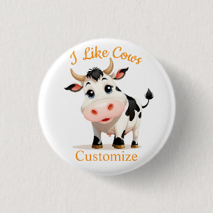 Macaron Rond 2,50 Cm J'Aime Cows Art Thunder_Cove