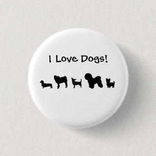 Macaron Rond 2,50 Cm "J'aime des chiens ! "Bouton