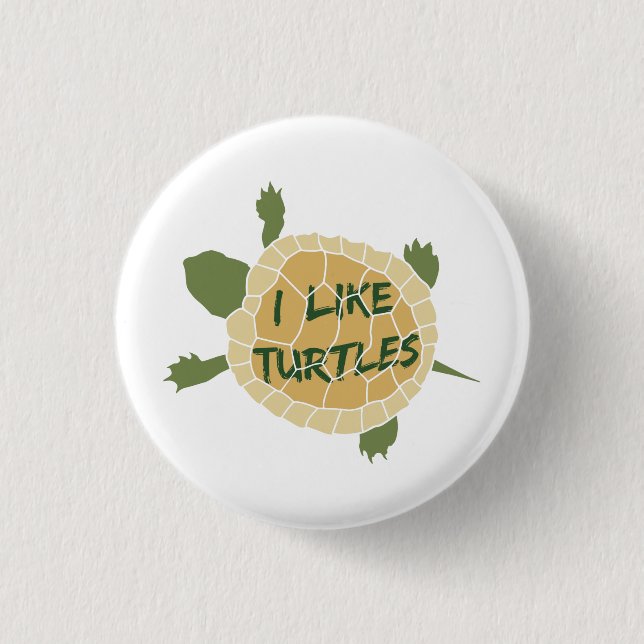 Macaron Rond 2,50 Cm J'aime des tortues (Devant)