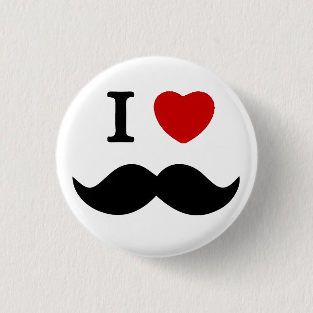 Macaron Rond 2,50 Cm J'aime le bouton de moustache (Devant)