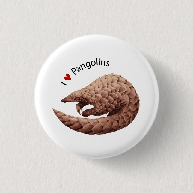 Macaron Rond 2,50 Cm J'aime le bouton de Pangolins (Devant)