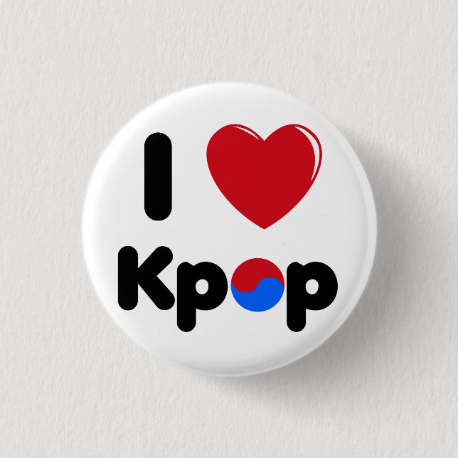 Macaron Rond 2,50 Cm J'aime le bouton kpop (Devant)