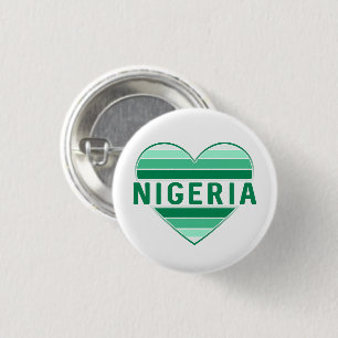 Macaron Rond 2,50 Cm J'aime le Nigeria, le coeur nigérian
