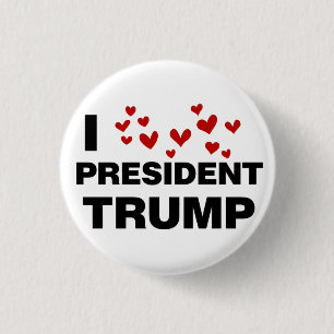 Macaron Rond 2,50 Cm J'aime les coeurs du président Trump