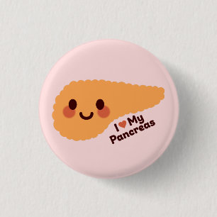Macaron Rond 2,50 Cm J'Aime Mes Pancréas - Pancréas Doux Souriants