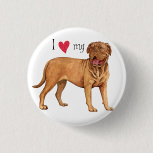 Macaron Rond 2,50 Cm J'aime mon Dogue de Bordeaux