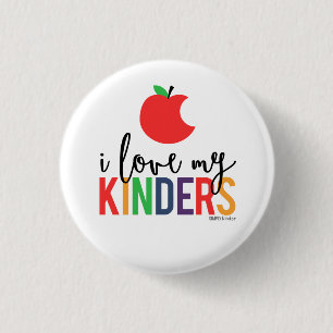Macaron Rond 2,50 Cm J'aime mon Kinders - bouton d'Apple petit