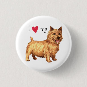 Macaron Rond 2,50 Cm J'aime mon Norwich Terrier