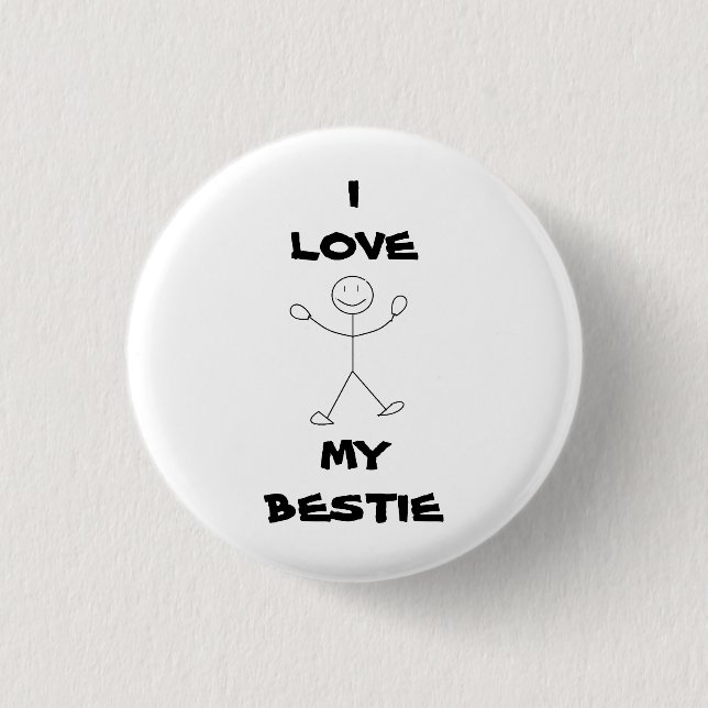 Macaron Rond 2,50 Cm J'aime mon Pin de Bestie (Devant)