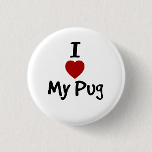 Macaron Rond 2,50 Cm J'aime mon Pug