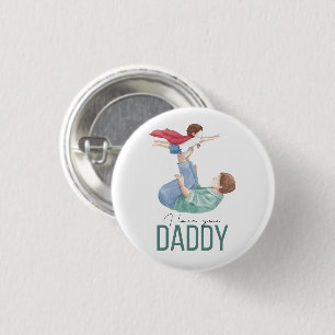Macaron Rond 2,50 Cm J'aime Papa Super-héros Père et Enfant Bouton