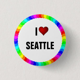 Macaron Rond 2,50 Cm J'aime Seattle bouton pinback