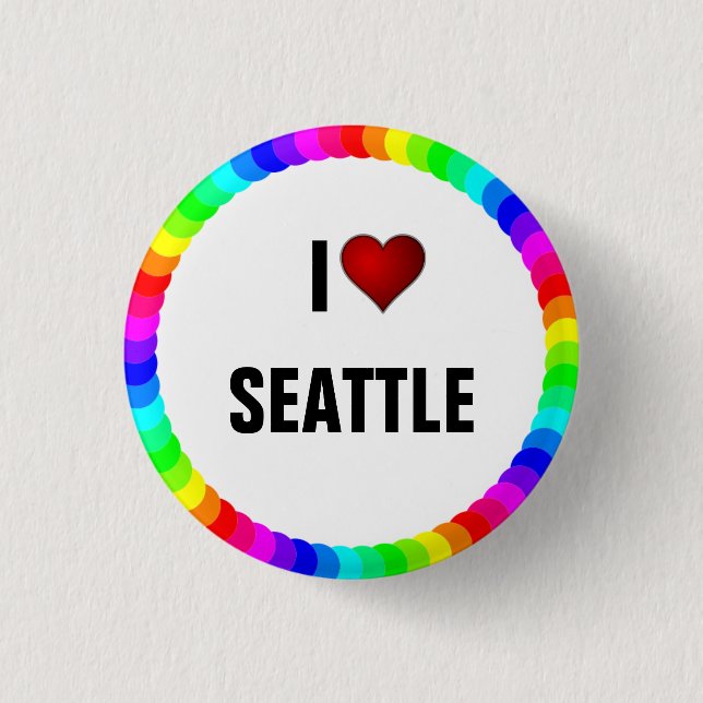 Macaron Rond 2,50 Cm J'aime Seattle bouton pinback (Devant)