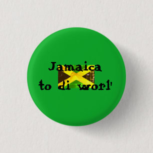 Macaron Rond 2,50 Cm Jamaica to the world Jamaican flag green