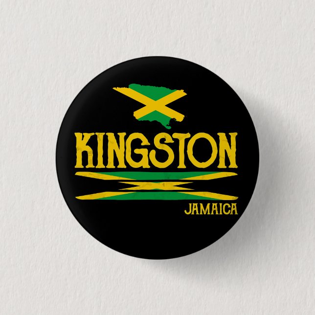 Macaron Rond 2,50 Cm Jamaïque Fiers Jamaïcains Rasta Reggae Kingston (Devant)