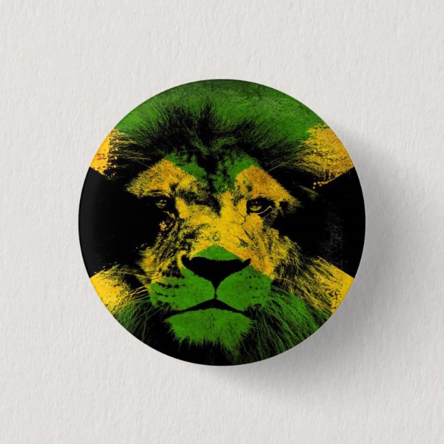 Macaron Rond 2,50 Cm Jamaïque Love Lion Rastafari Reggae Rasta Button (Devant)