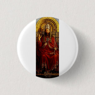 Macaron Rond 2,50 Cm Jan van Eyck Dieu le Père sur un Trône Beaux-Arts