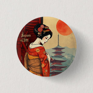 Macaron Rond 2,50 Cm Japon 日 本 maiko geisha pagoda sun