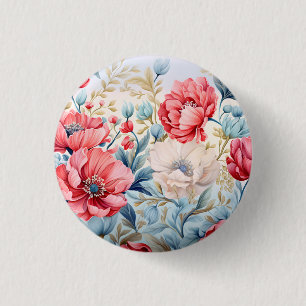 Macaron Rond 2,50 Cm Jardin botanique de fleurs romantiques élégantes