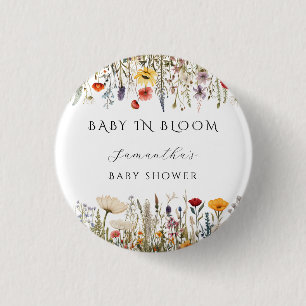 Macaron Rond 2,50 Cm Jardin de bébé aux fleurs sauvages blanches aquare