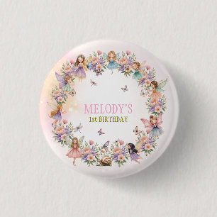 Macaron Rond 2,50 Cm jardin de fées fantaisiste 1er anniversaire 