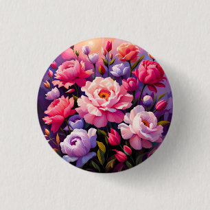 Macaron Rond 2,50 Cm Jardin de floraison rose du lever de soleil Zen de