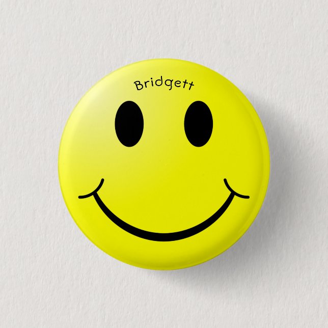 Macaron Rond 2,50 Cm Jaune Visage Joyeux Personnalisé (Devant)