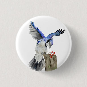 Macaron Rond 2,50 Cm Jay bleu d'oiseau de la forêt